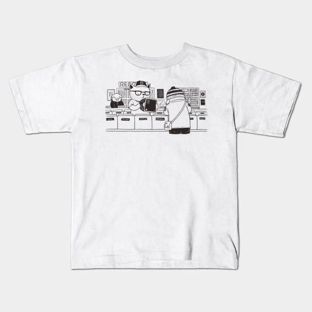 At the Record Store Kids T-Shirt by pigboom